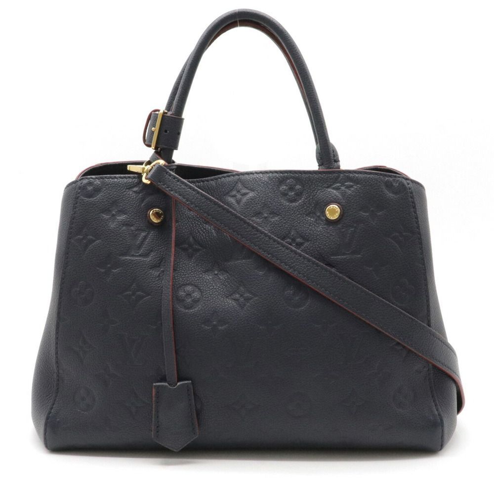 Louis Vuitton Monogram Implant Montaigne MM Shoulder Bag Marine Rouge Navy